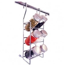 PORTA TEMPEROS INOX COM 6 POTES EM VIDRO - JOMER 3031