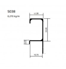 PERFIL PUXADOR EM ALUMINIO ANODIZADO 5038 15MM COM 3MT PAUMA