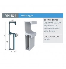 PERFIL PUXADOR EM ALUMINIO RM-104 INOX 3M ROMETAL